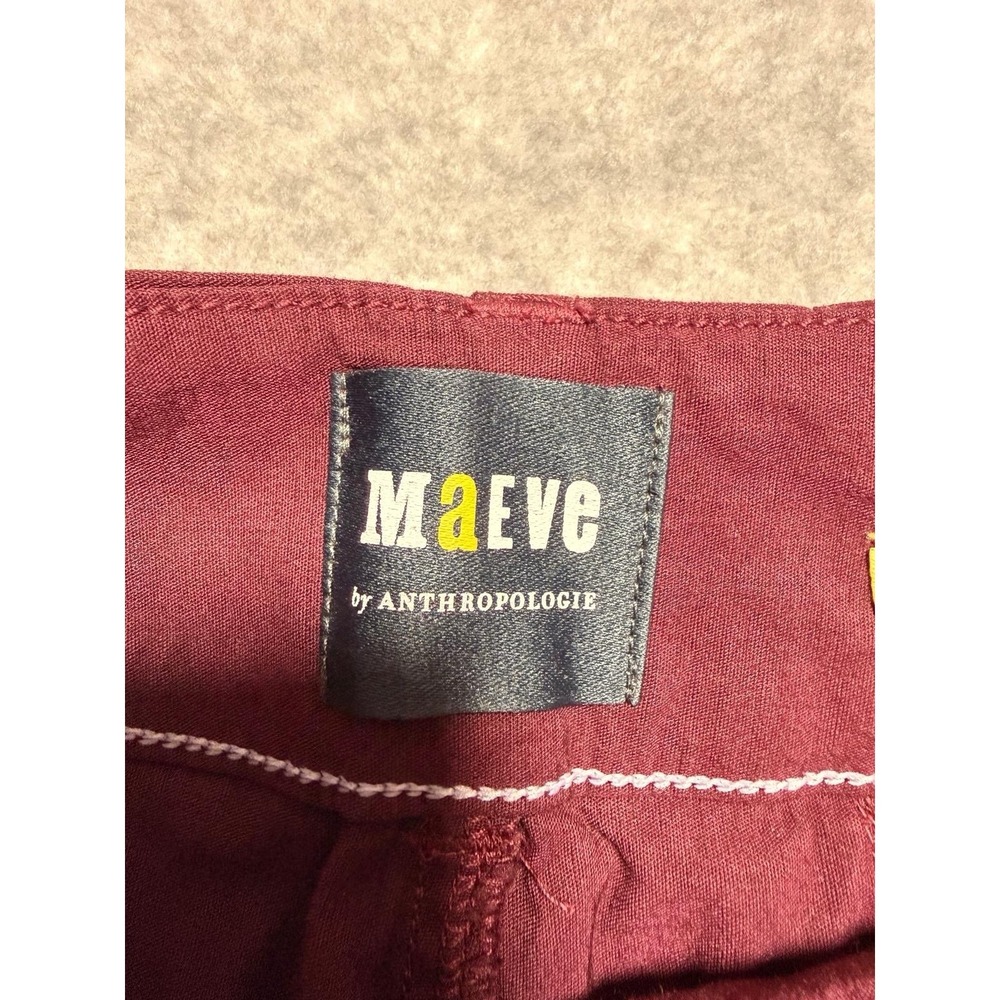 Women's Burgundy Maeve By Anthropogie Front Pockets Wide Leg Pants - Picture 3 of 13